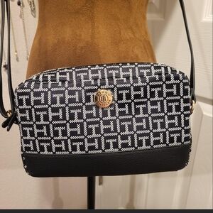 Tommy Hilfiger Black and White Crossbody Bag